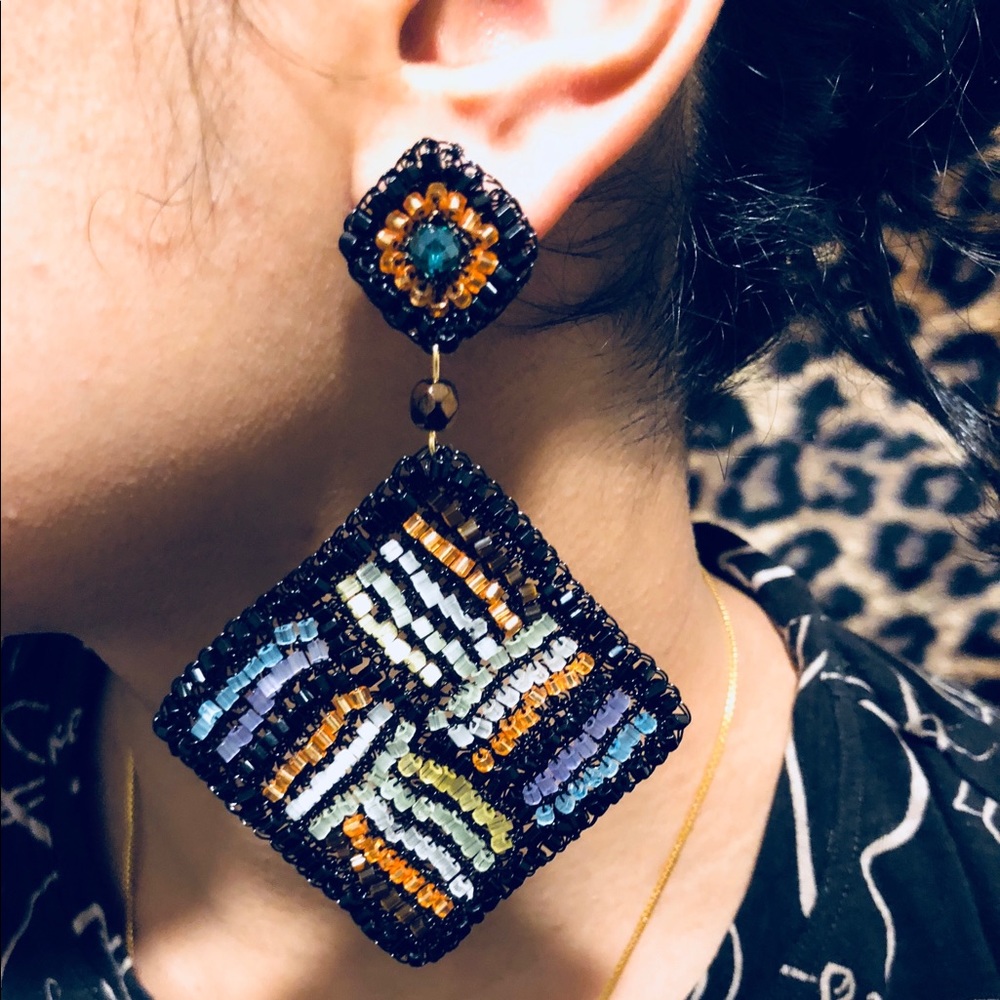 NWT Anthro/Lavish Brazil  Beaded Drop Earrings - Picture 2 of 8